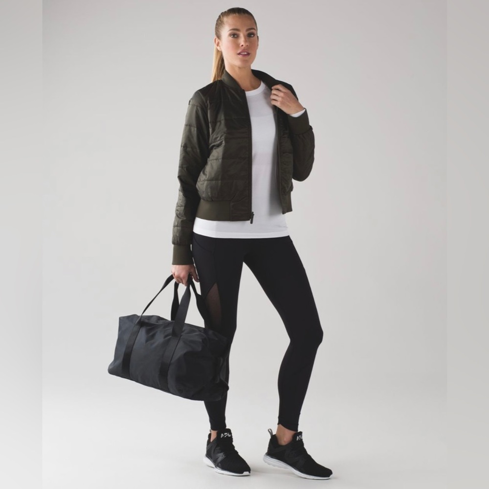 Lululemon Reversible Non Stop Bomber Jacket Dark Olive Green Size 2